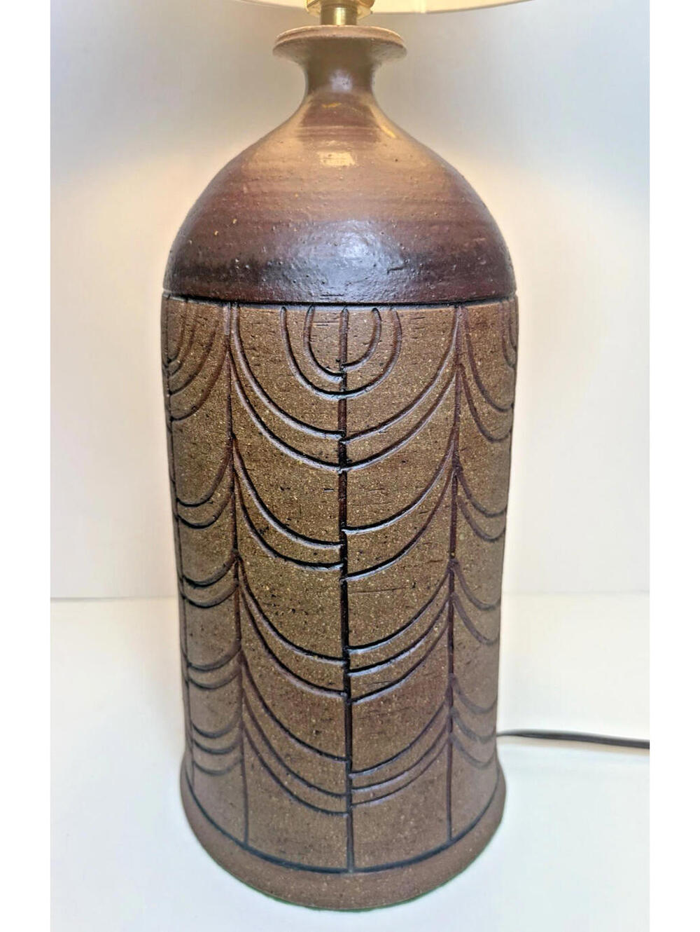 Vtg Art Pottery Lamp Canadian Ted Diakow Ceramic Geometric Design Table MCM 15"H